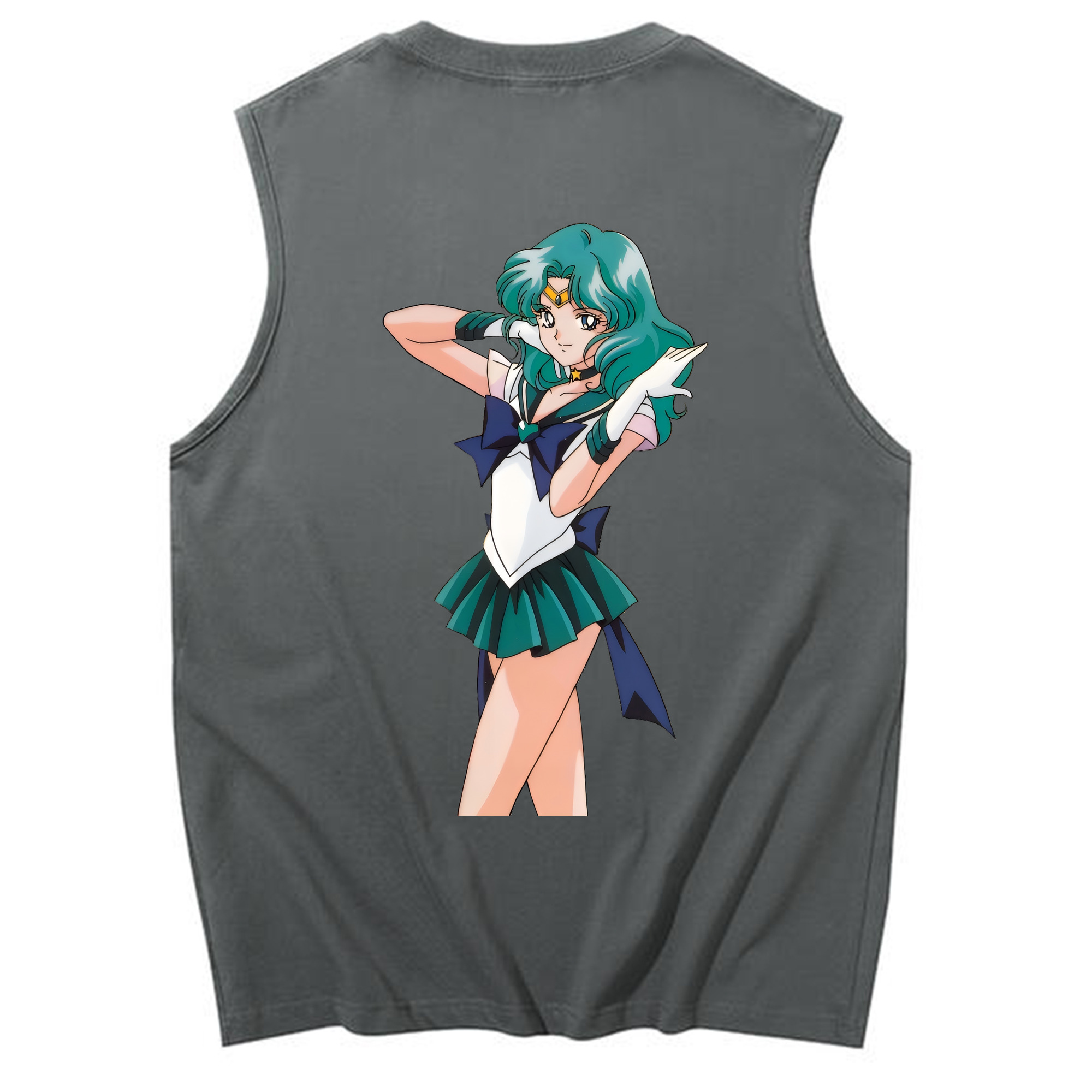 （画像用） 美少女戦士セーラームーン 海王 みちる（かいおう みちる） Sailor Moon Kaiou Michiru コットン100％タンクトップ（背面プリント）